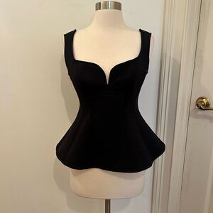 Nanette Lepore Black Neoprene Peplum Tank Top Preowned